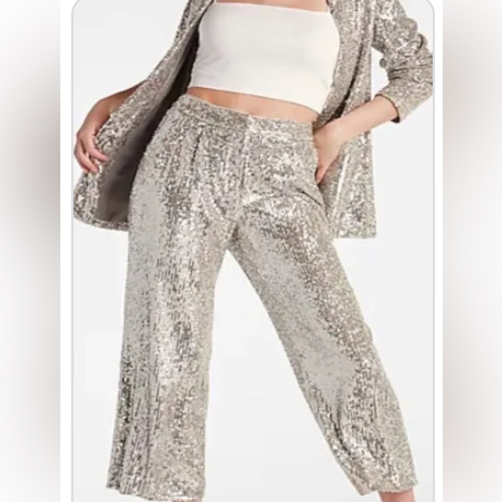Express high rise cropped sequin pants size small